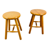 Pair of vintage pine stools