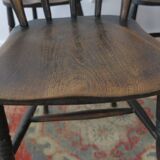 Antique set of 4 farmhouse patinated oak dining chairs, 19th century