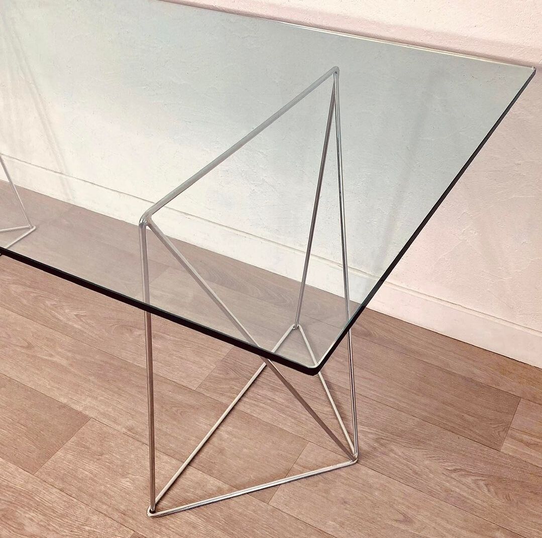 Trestle and glass desk
