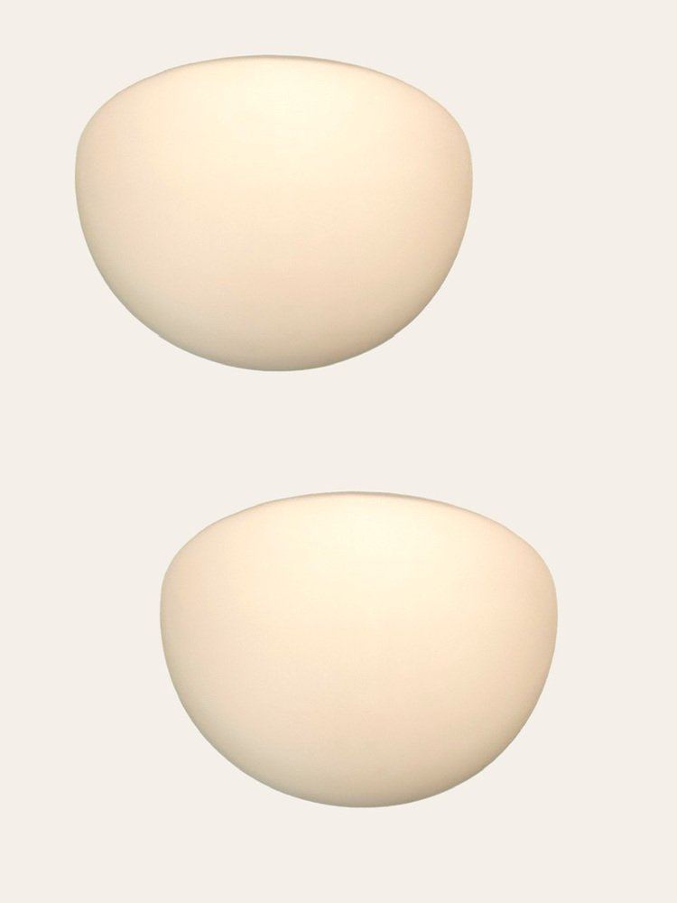 Large Opaline Glass White Sconces, 1980s, Set of 2