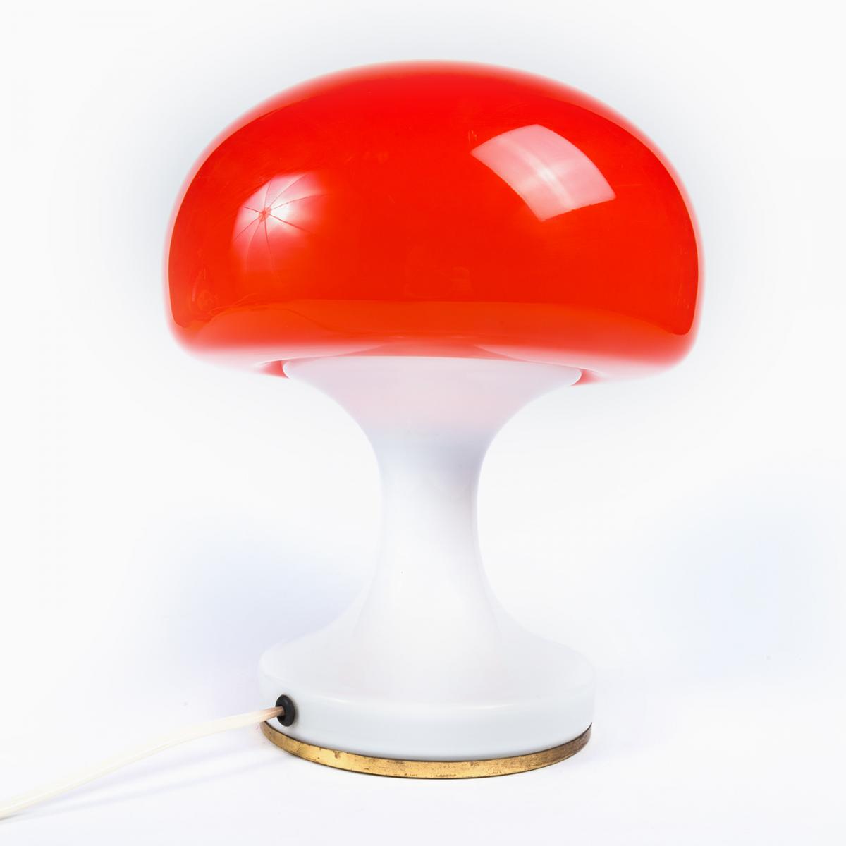 M2 red desk lamp and white Vintage OPP Jihlava