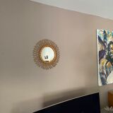 Sun mirror in braided rattan. 1960. 50cm.