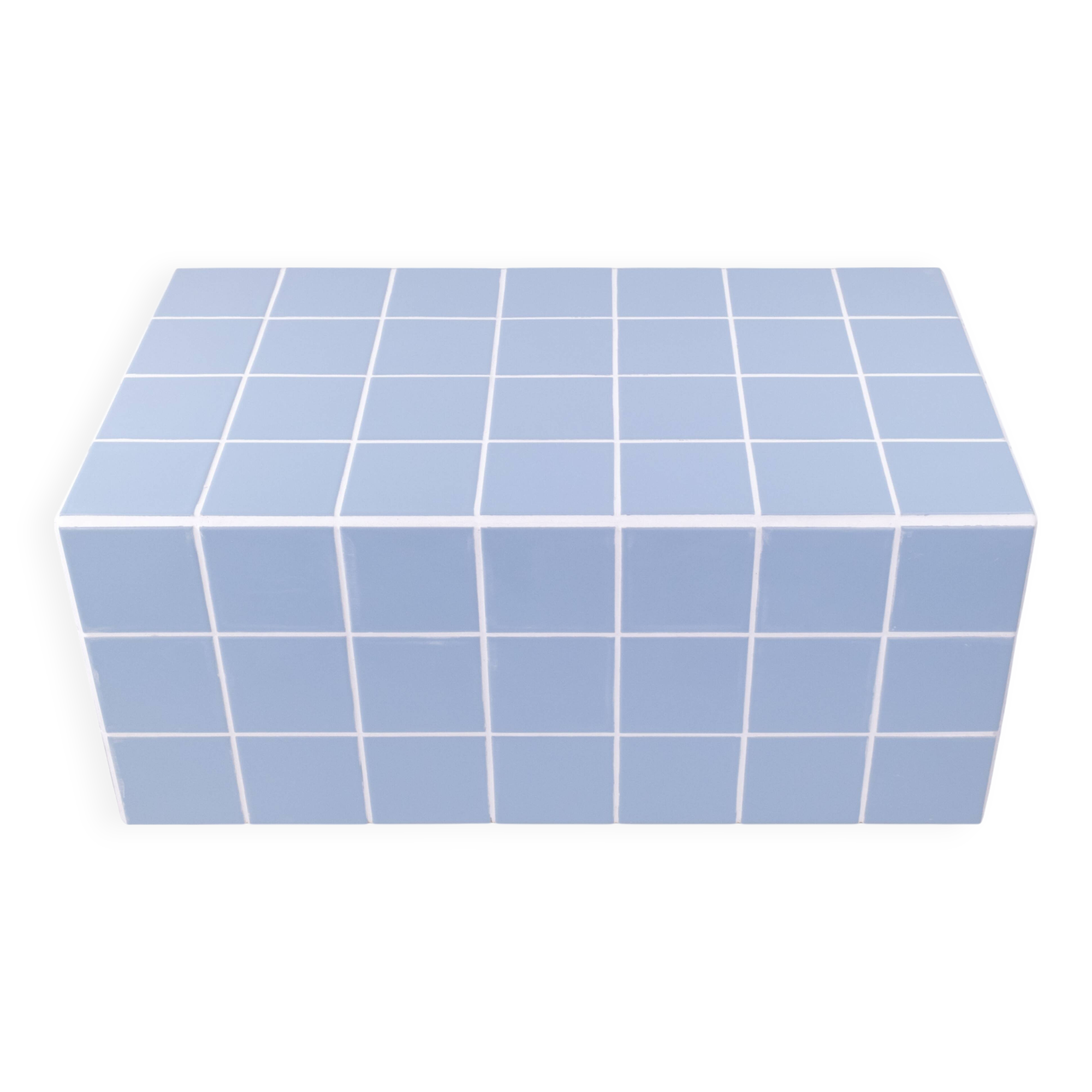 Ceramic coffee table-rectangular-tiles-blue-matte blue--Tile table