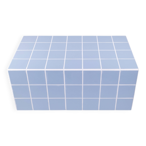 Table basse en céramique-rectangulaire-carreaux-bleu-bleu