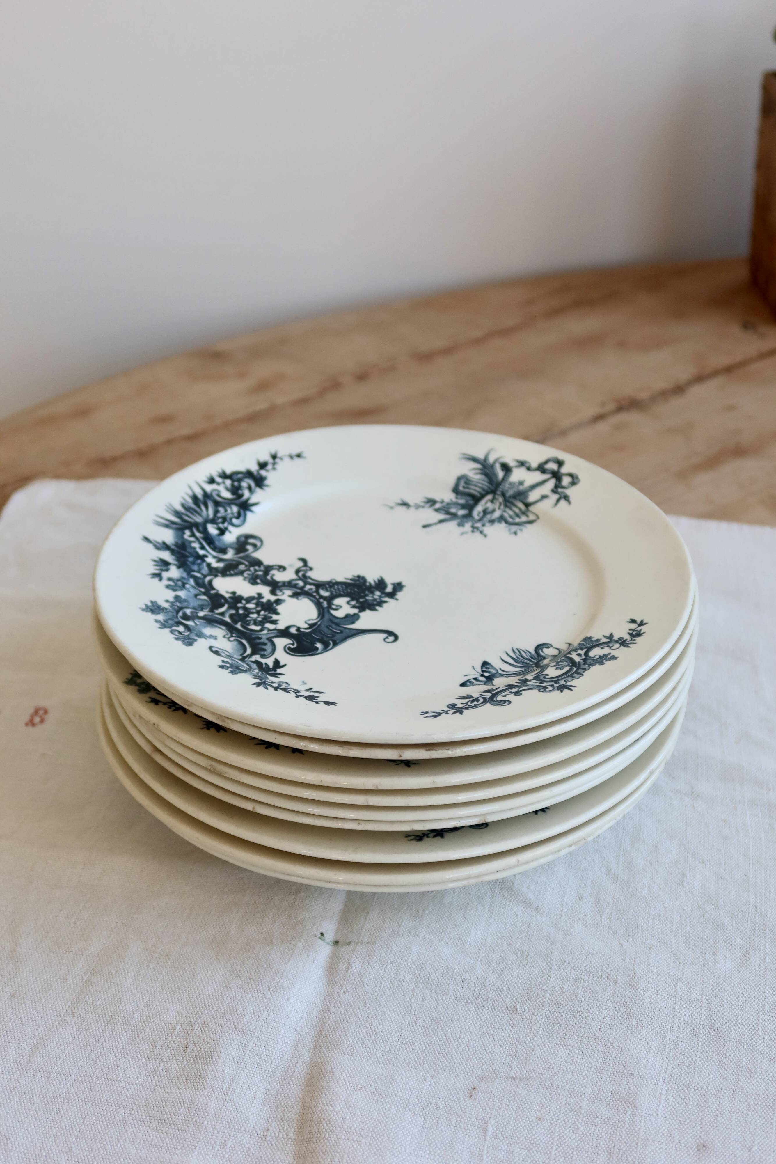 Assiette plate ancienne terre de fer - Boch Frères Keramis - Modèle Régent