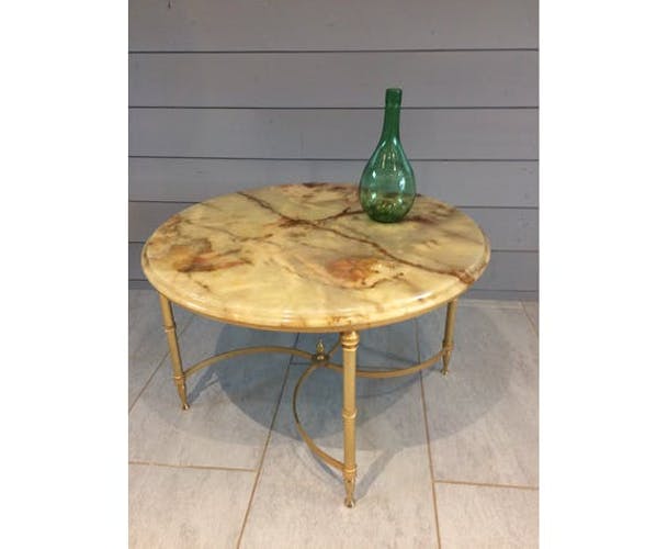 Round coffee table with marble tray