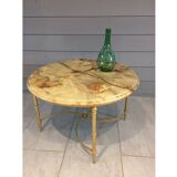 Round coffee table with marble tray
