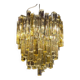 Venetian chandelier in colourless and gold Murano glass, Venini Triedi model, circa 1960.