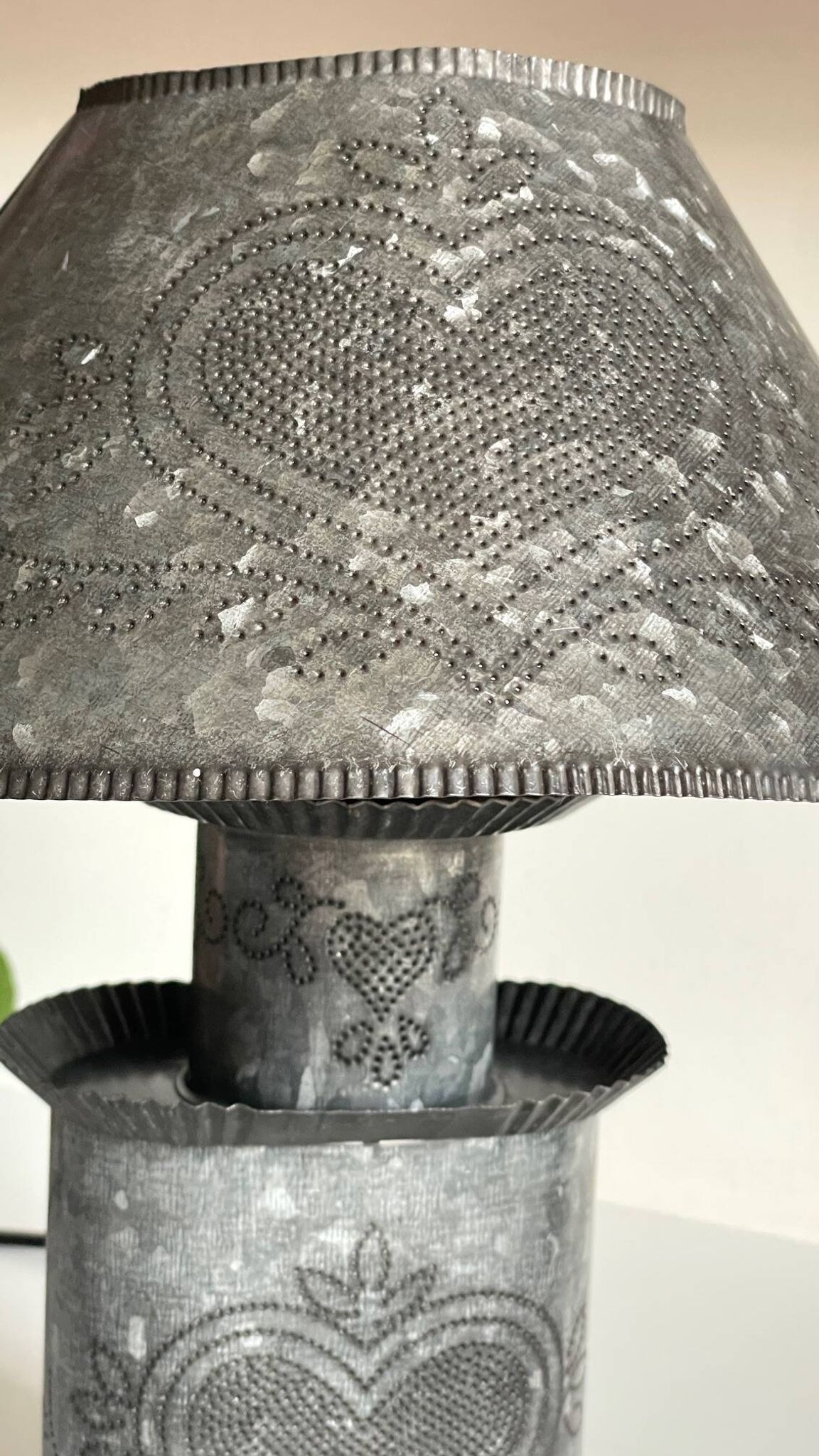LAMPE Coeur ZINC Vintage