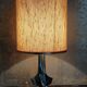 Lampe moderniste métal chromé années 70, abat-jour en toile beige