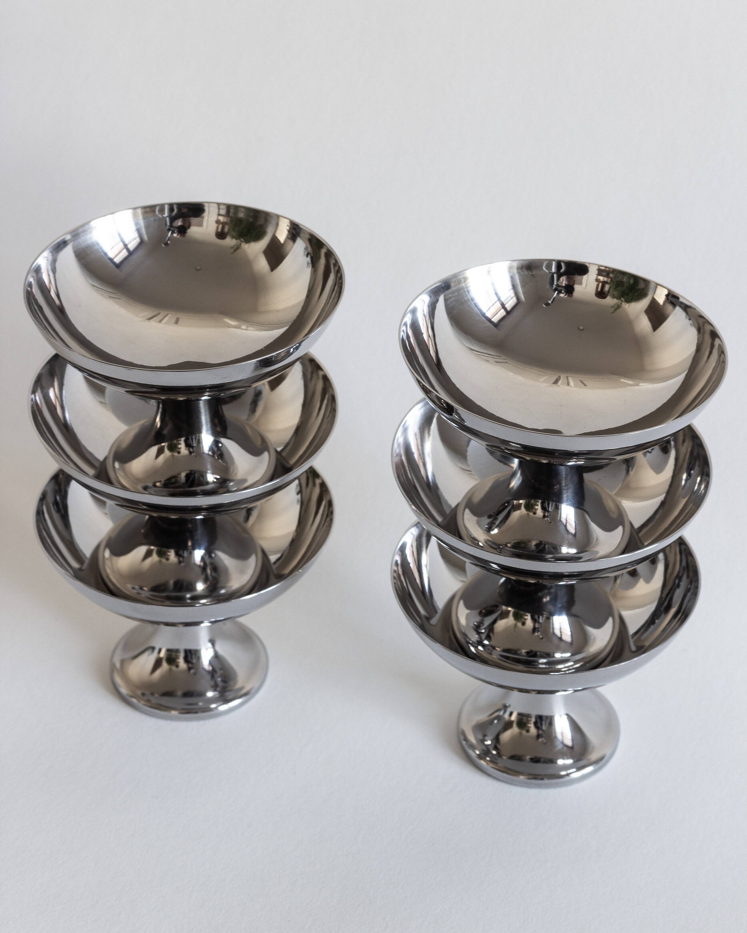 Set of six ice cream cups, Alfra Alessi, Italy, 1950s/70s