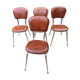 Lot of 4 vintage chairs in skai camel croc effect