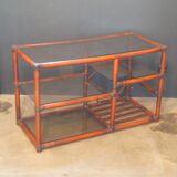 Rattan and leather bookcase 1970