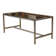 Brushed stainless steel and smoked black glass desk from the 1980s.