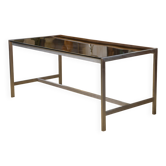 Bureau design en inox brossé et verre fumé noir 1980’s