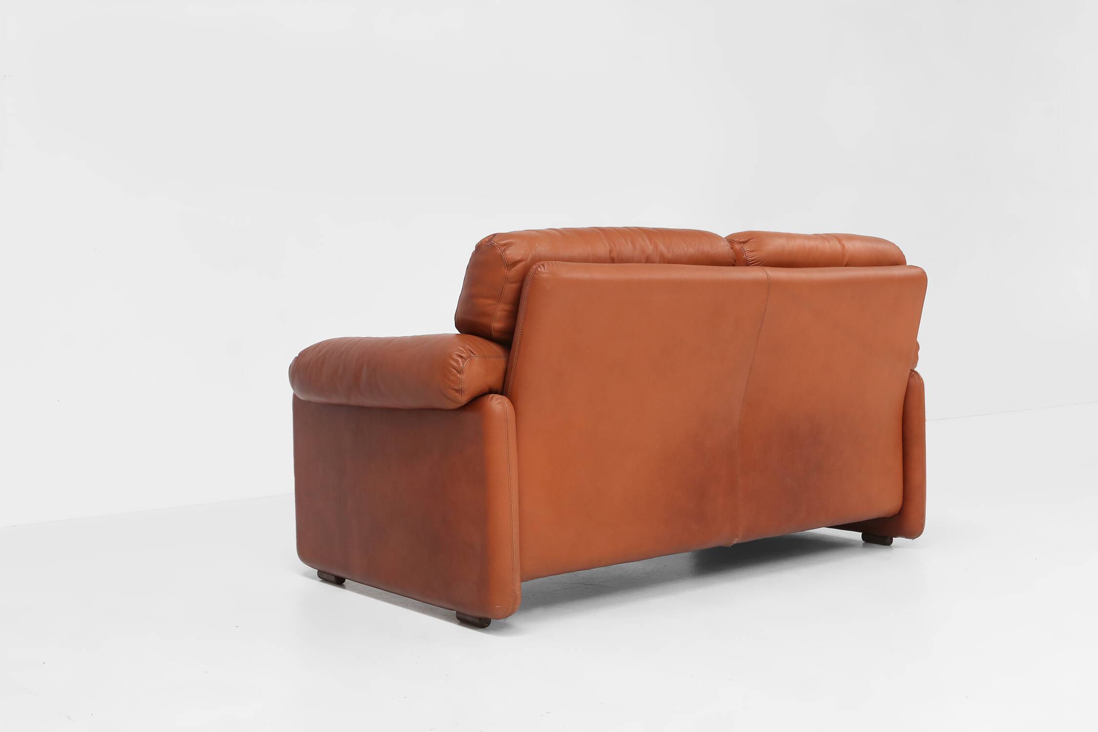 Brown leather 2-seater sofa Coronado by Tobia Scarpa for B&B Italia, Italy ca. 1960