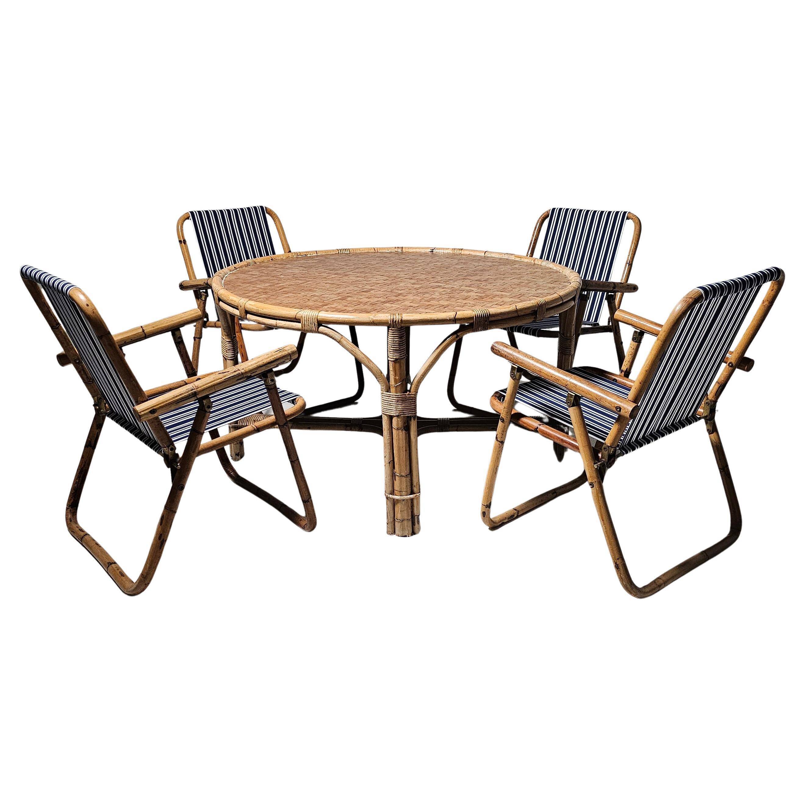 "Patio" dining set in bamboo, Italy, 1960s