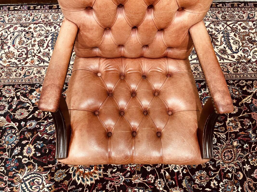 English Chesterfield Salmon color President Chair Office chair