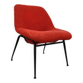 Fauteuil vintage en tissu bouclettes d'origine -1970s