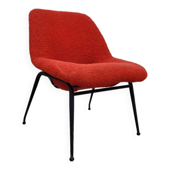 Fauteuil vintage en tissu bouclettes d'origine -1970s