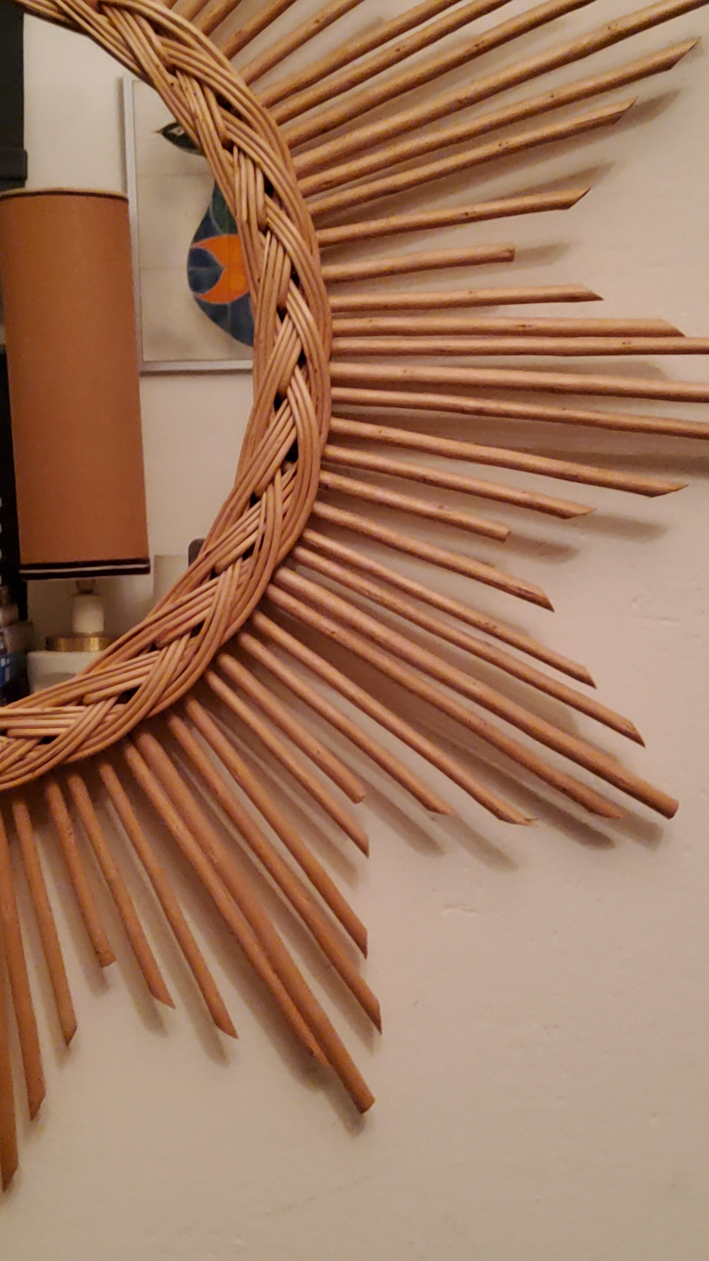 Rattan sun mirror from the 70s