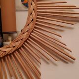 Rattan sun mirror from the 70s