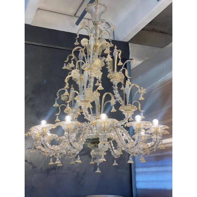 Contemporary Floral Venetian "Ca Rezzonico" Gold Murano Glass Chandelier