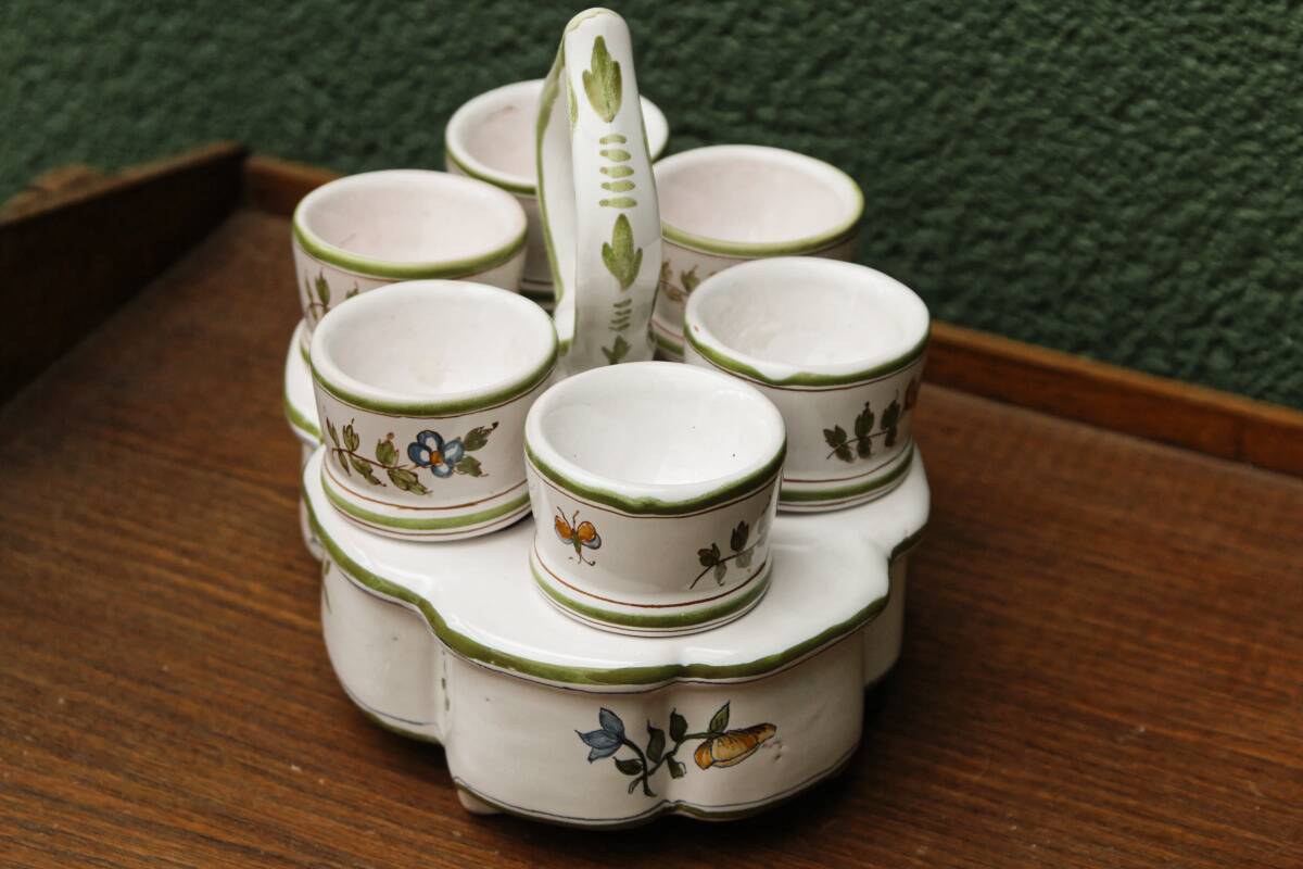 Moustiers earthenware egg service