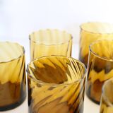 Set of lemonade glass, in wicker basket, smoked glass