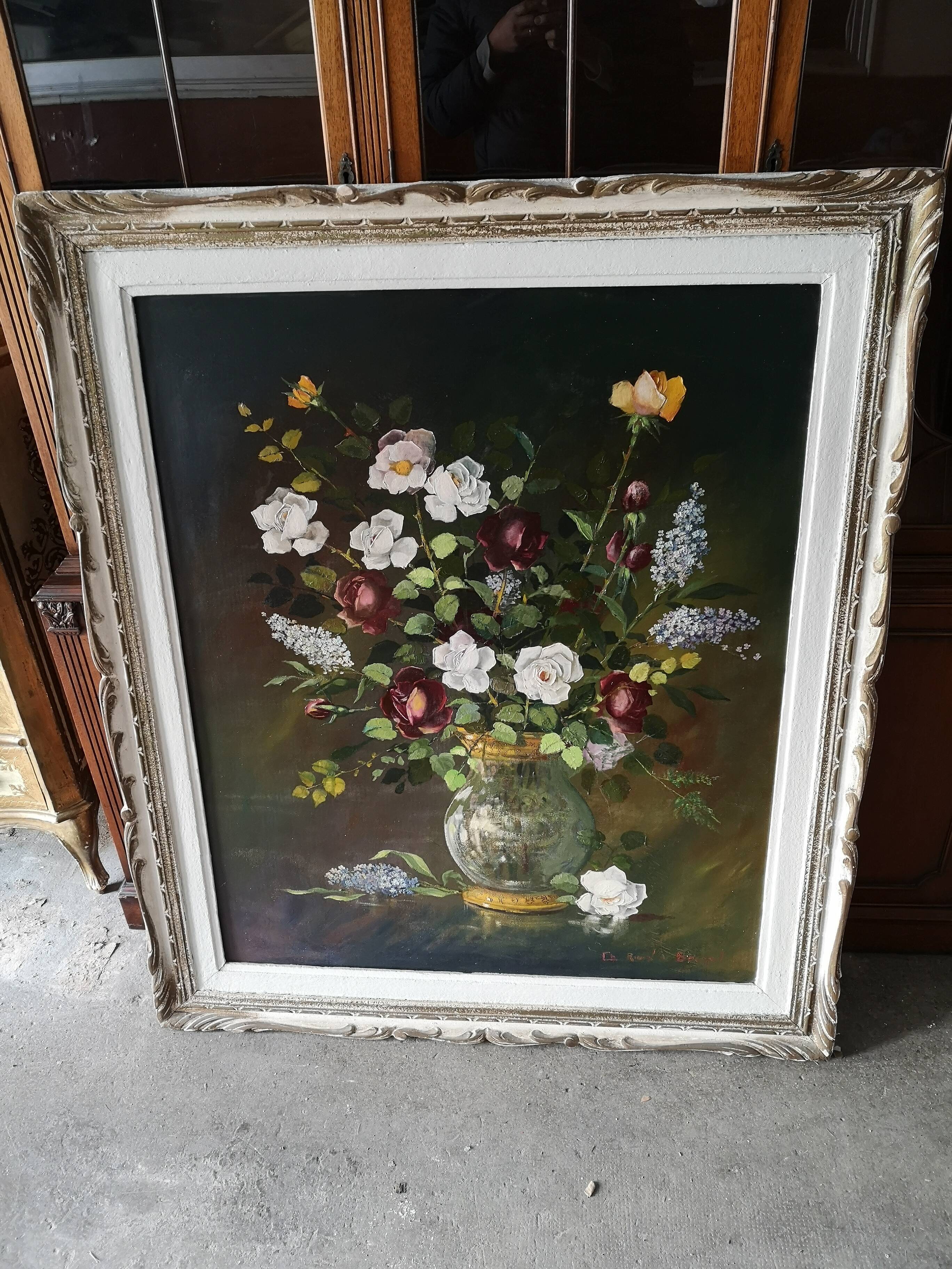 Huile sur panneau bouquet de fleurs