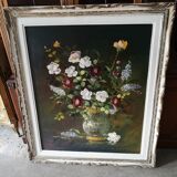 Huile sur panneau bouquet de fleurs