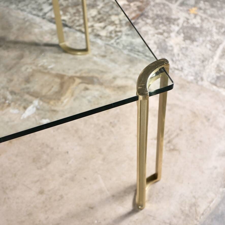 Brass and glass coffee table model T24 by Peter Ghyczy