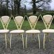 4 vintage chairs in tubular metal lacquered white yellow.