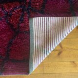 Mid-century Modern Bordeaux Red Rya Rug by Gull-Britt Johansson for NIAB, Sweden