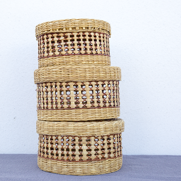 Ste of 3 boxes in vintage wicker