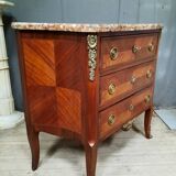 Transitional marquetry chest of drawers