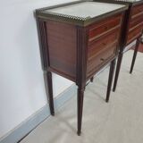 Old pair bedside table style Louis XVI mahogany marble