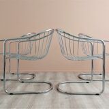 Chrome wire dining chairs by gastone rinaldi, 1970's.