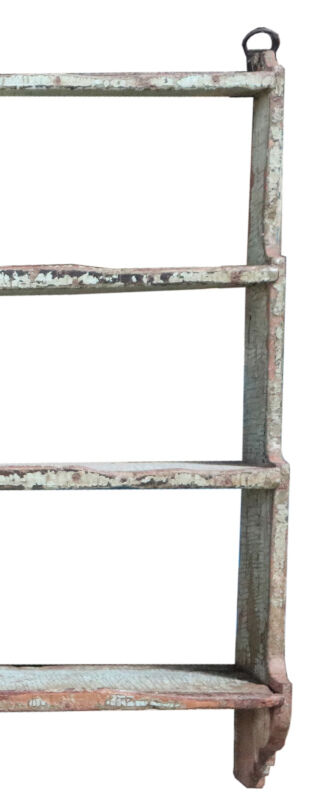 Green Wall shelf wood old teak shabby