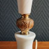 Vintage Table Lamp in White Marble and Brass