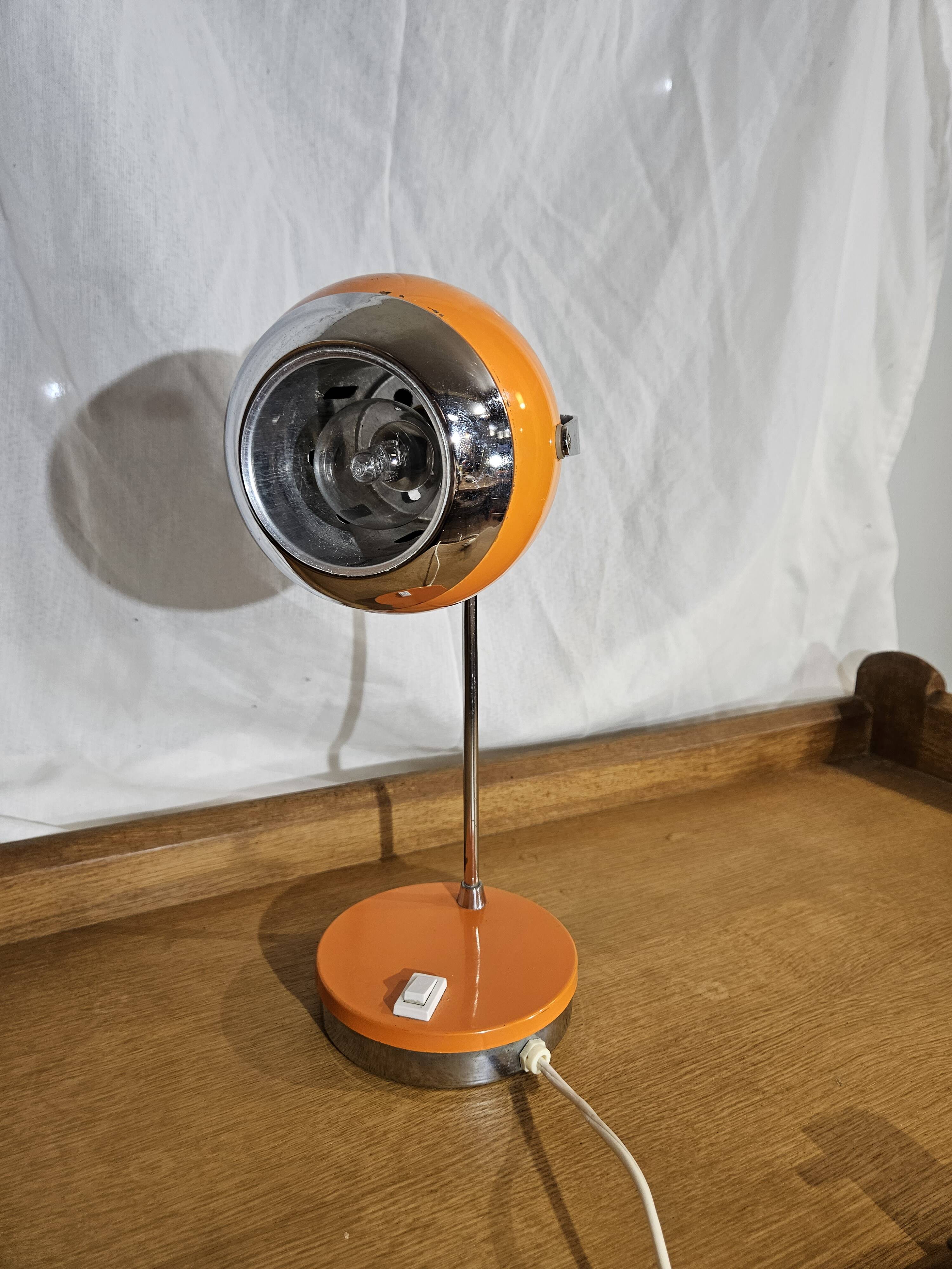 1970 Eyeball orange and chrome desk lamp