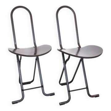 Pair of brown Dafné chairs Gastone Thema 70s