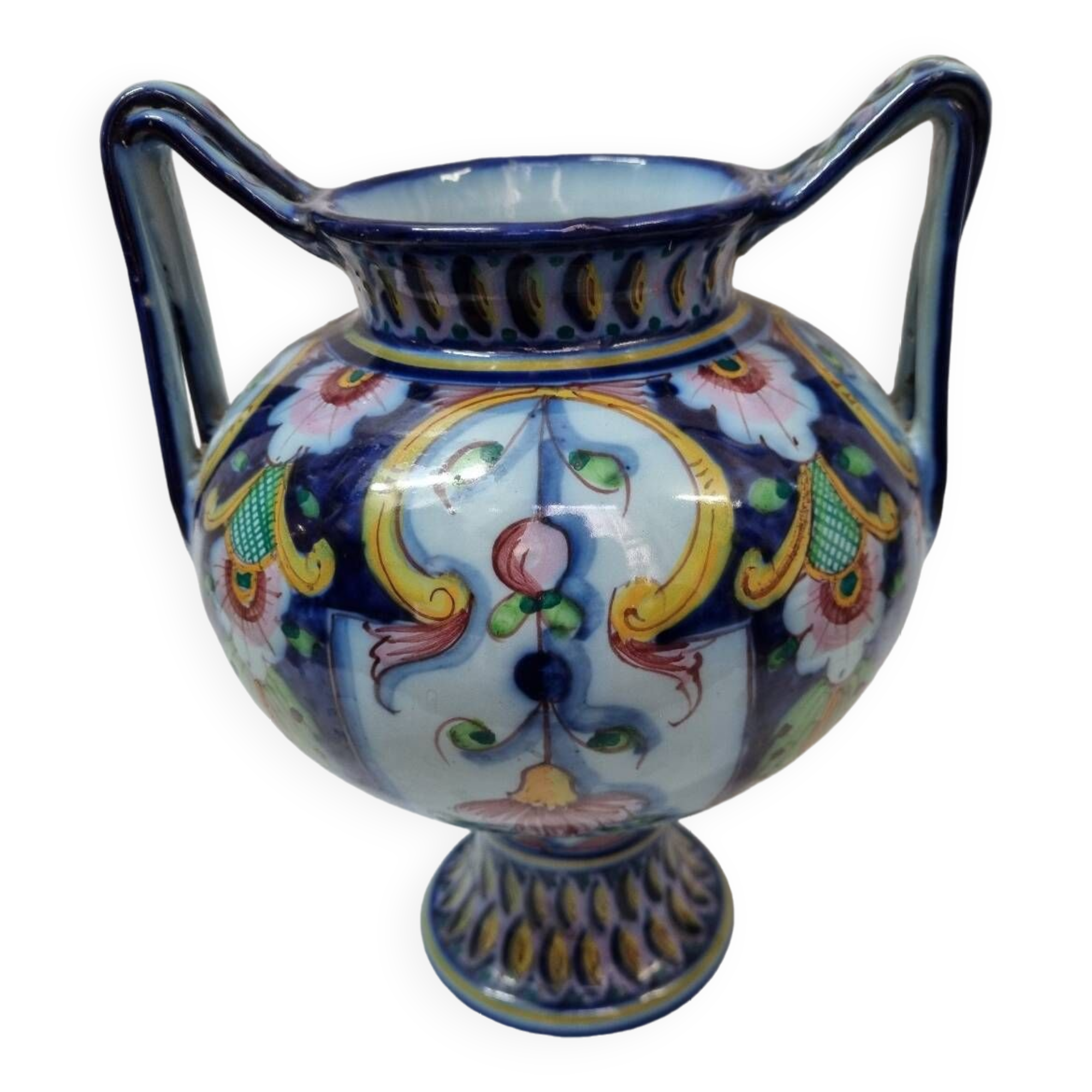 Alcobaça vase with handles, Portugal pottery
