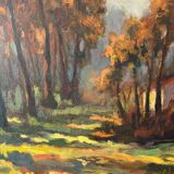 Cabin in the forest, oil on panel, signed H Classens.