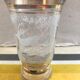 Pair Old Glass Vase Moulded Gold Decor AMORA - Vintage Geometric Design