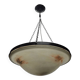 Glass Bowl Pendant Lamp With Marble Motif, 1950s