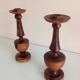 Pair of raw wood candlesticks