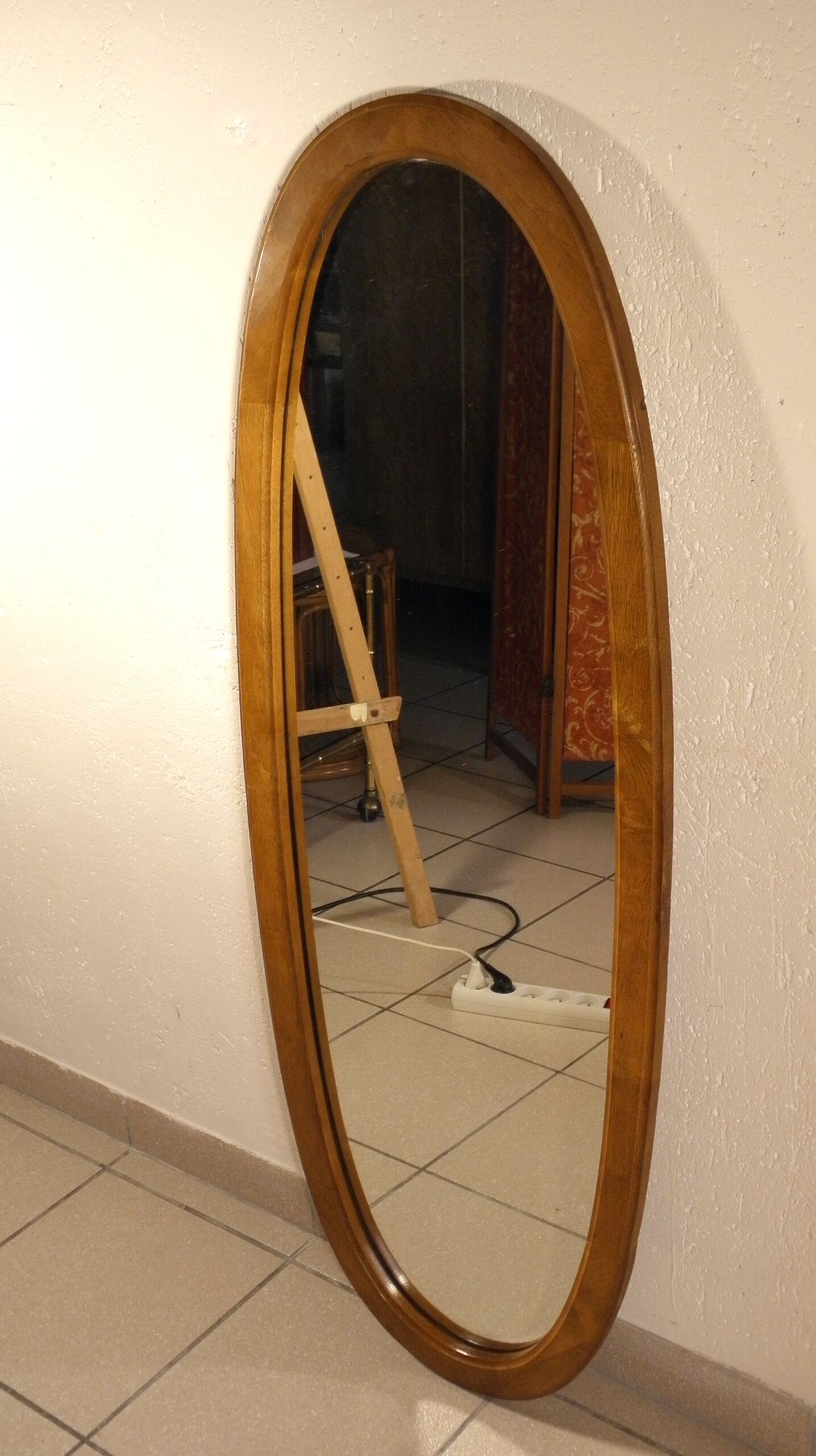 Oval mirror wooden frame 126 cm
