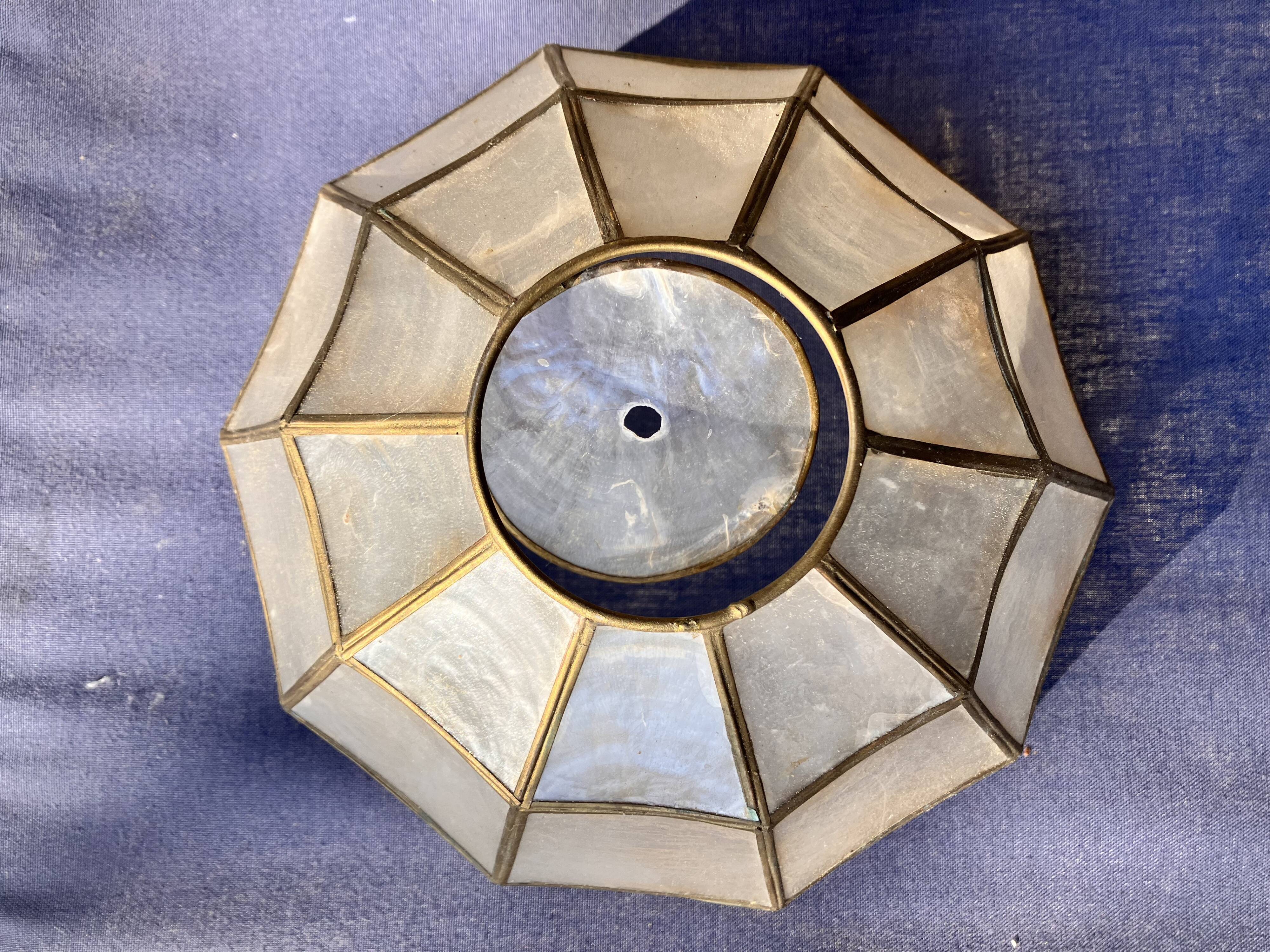 Mother-of-pearl and brass lampshade