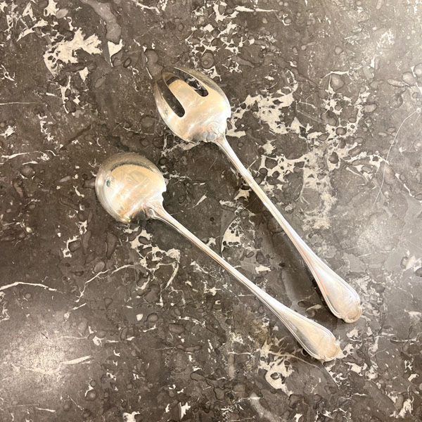 Salad cutlery, Alfénide, Christofle, Pompadour model